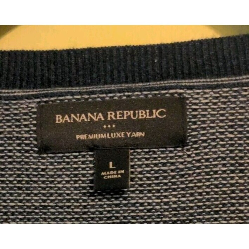 Banana Republic Sweater Blue Cotton Knit Crewneck Long Sleeve  Men's Sz Large L - Picture 5 of 7